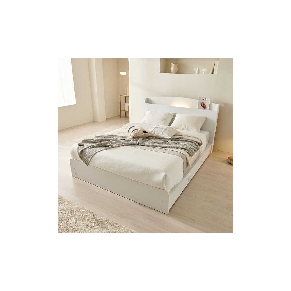 포스트모던 룩셈 LED 수납 침대 프레임 SS Q (매트리스 선택)