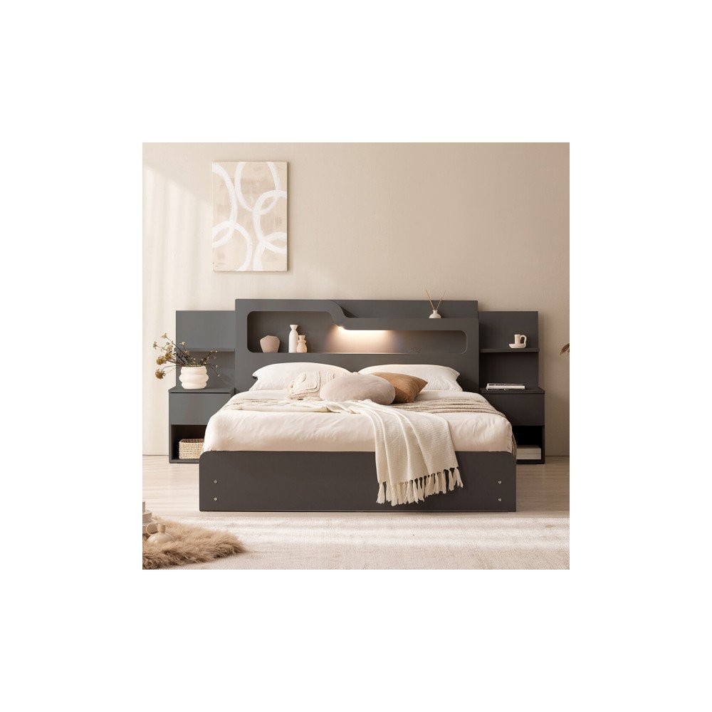 포스트모던 룩셈 LED 수납 침대 프레임 SS Q (매트리스 선택)